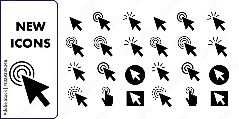 Fototapeta premium Collection of various cursor icons for digital interfaces and web design
