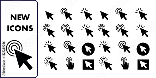 Collection of various cursor icons for digital interfaces and web design