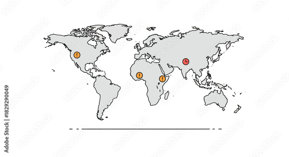 Naklejka premium world map infographic highlighting locations in america africa and asia ideal for global business presentations travel guides and educational material