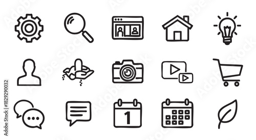 Set of simple linear web icons for user interface design