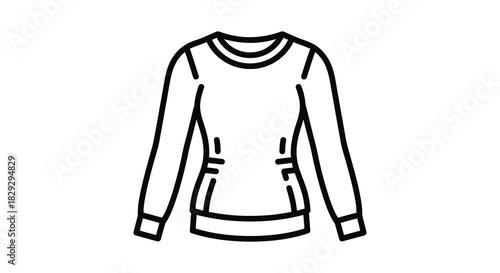 Simple line art illustration of a long sleeved sweater a basic clothing item silhouette