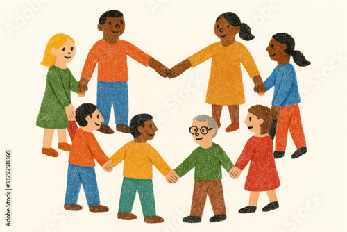 Children Holding Hands with Adults (Community Concept)