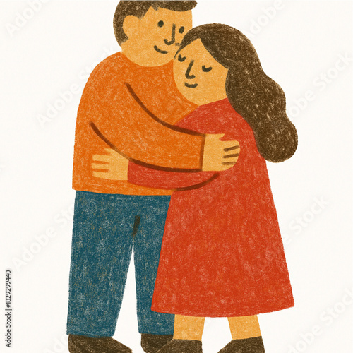 Man and Woman Hugging Each Other with Love