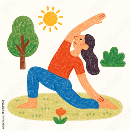 Woman Stretching or Practicing Yoga Outdoors