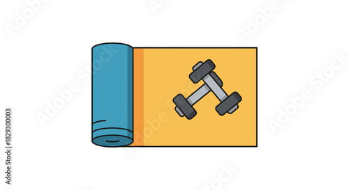 fitness equipment including dumbbells and a rolled yoga mat perfect for illustrating home workouts health and wellness for gym advertising