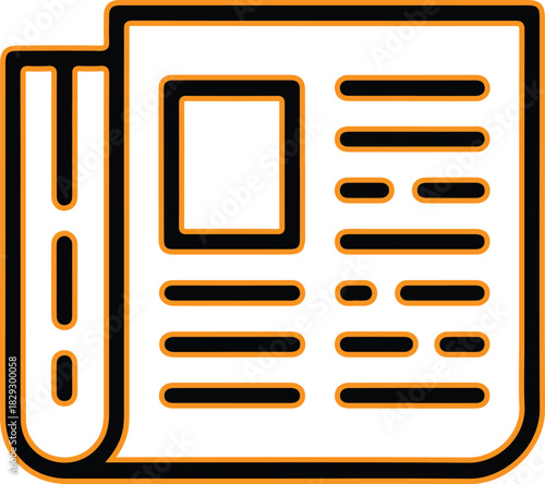 Stylized newspaper icon with folded edge