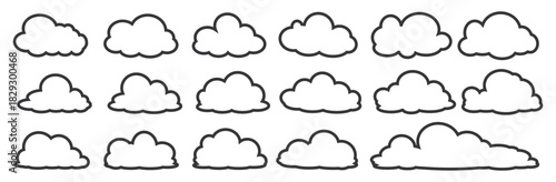 cloud bubble illustration with outline style.	
