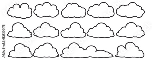 cloud bubble illustration with outline style.	

