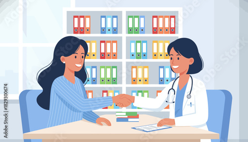 Doctor and Patient Handshake, Successful Healthcare Agreement and Trust, Positive Medical Partnership