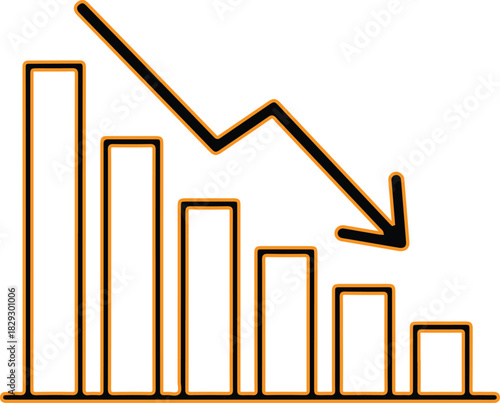 Bar chart showing declining trend with arrow