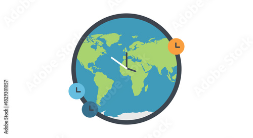 global time zones concept world map illustration depicting international coordination synchronizing worldwide schedules ideal for project global management