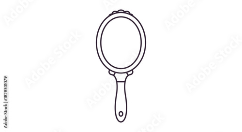 hand mirror illustration oval makeup mirror with handle isolated on white perfect for cosmetic tutorials and beauty product promotions
