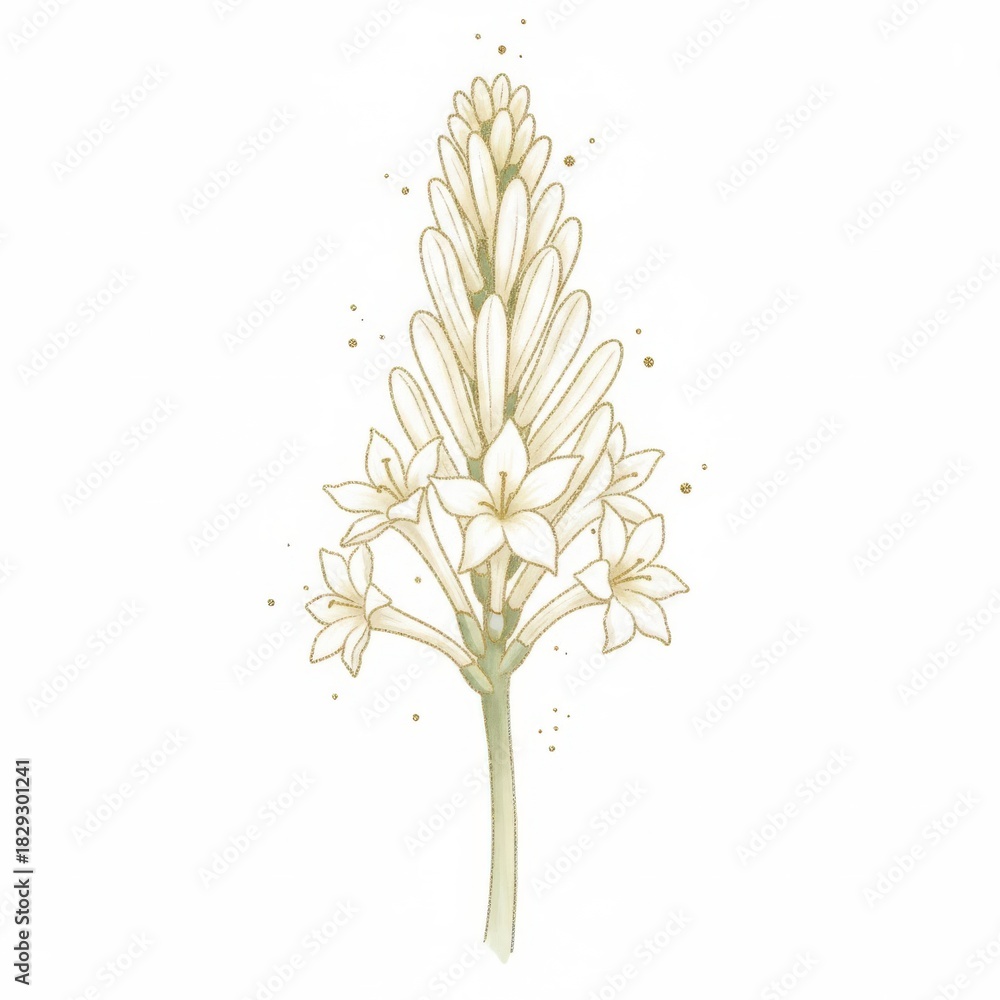 Obraz premium White chrysanthemum flower bloom, isolated on a white background with green leaves