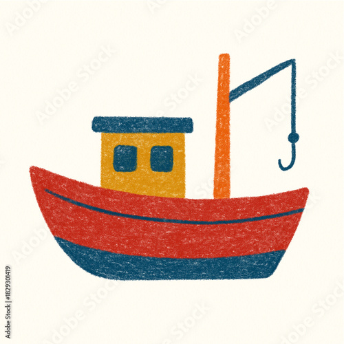 Red Fishing Boat or Small Ship
