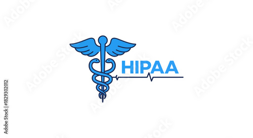 hipaa compliance illustration medical privacy symbol with heartbeat line protecting health data and patient rights essential for healthcare industry training.
