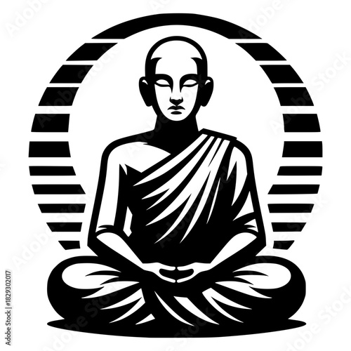 a Buddhist monk in tranquil meditation vector image illustration