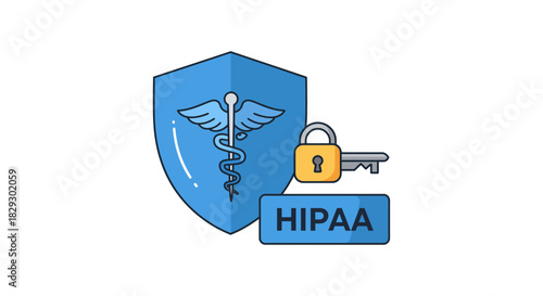 hippa compliance security with medical shield ensuring patient data privacy maintaining healthcare regulation through access control key and data protection.