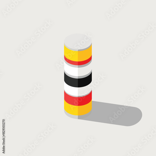 Isometric Stacked Cylinders with Vibrant Colors and Long Shadow.