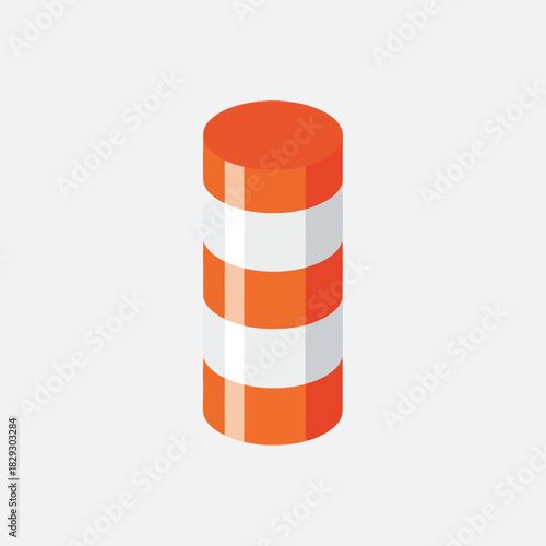 Orange and White Traffic Barrel for Road Construction Safety.