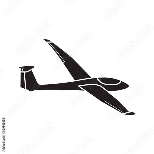 Glider silhouette simple vector illustration of a sailplane isolated on white background