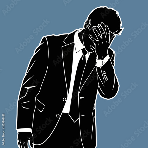 Distressed Businessman Experiencing Stress and Failure.