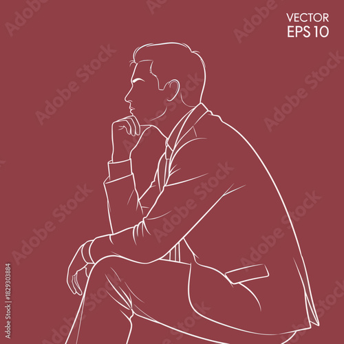 Contemplative man in suit deep in thought, pondering a decision.