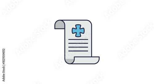 Medical record with cross illustration detailing patient health history  treatment plan ideal for healthcare professionals using health record systems.
