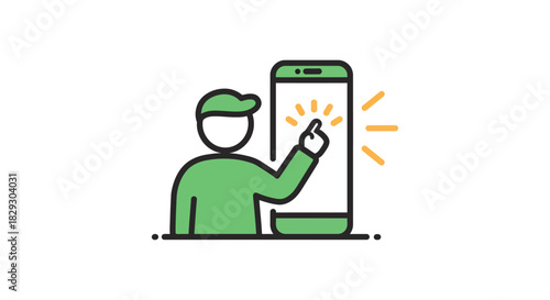 person tapping smartphone screen interacting with mobile app for business solutions on cell phone ideal for technology blog illustrations