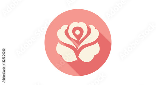 rose icon for website a minimalist floral design on a salmon pink circle perfect for a beauty blog or spa evoking elegance and simplicity