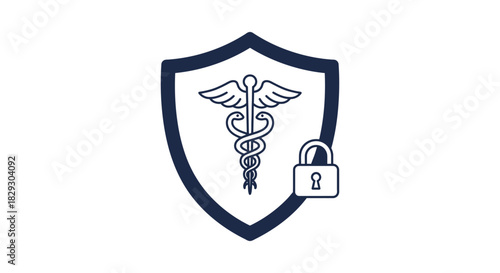 secure medical data protection with caduceus shield and padlock cybersecurity in healthcare privacy promoting data safety and digital health regulations