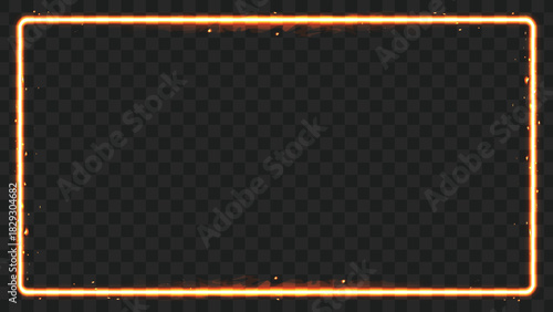 Glowing orange rectangular frame with a transparent background, perfect for design elements.