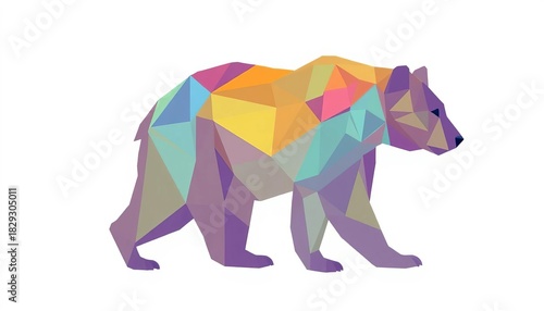 Geometric shapes forming a stylized bear silhouette,  shadow,  pastel