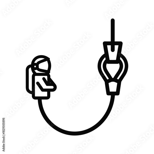 Astronaut tethered to a space station module or spacecraft with a safety line isolated on