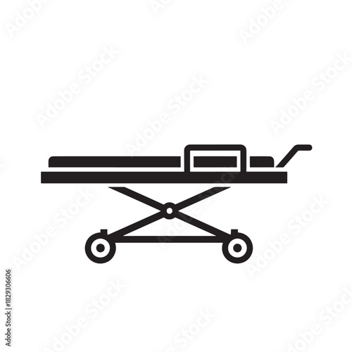 Ambulance stretcher icon simple flat vector glyph isolated on white background for medical and healthcare design