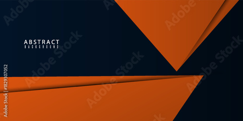 Abstract orange triangle overlapping pattern on dark background. Simple banner background.