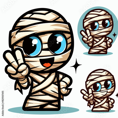 cool mummy cartoon vector illustration