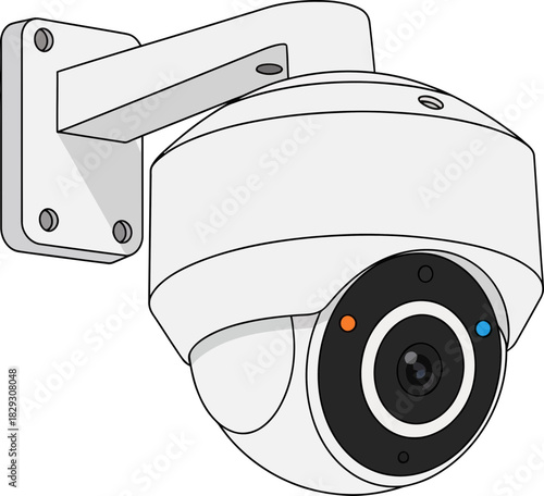 High-resolution security camera with sleek white casing and adjustable mounting bracket against a black backdrop for surveillance and security