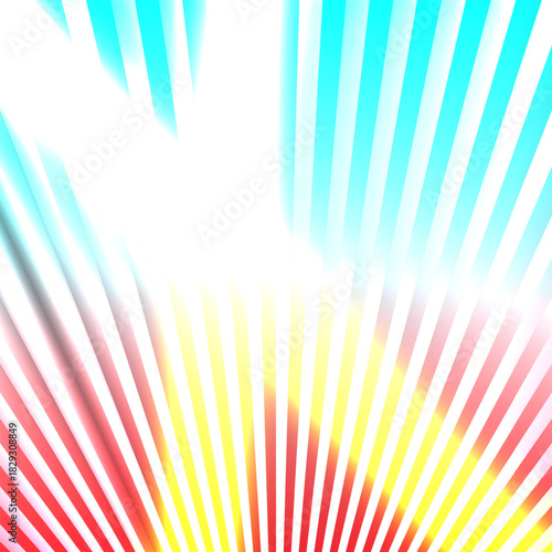 Vibrant abstract background radiant striped light beams in blue, yellow and red dynamic energetic color for modern branding, digital art, web graphics, and creative marketing