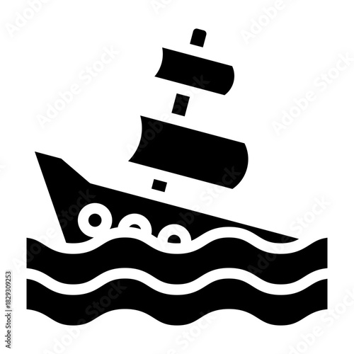 Shipwreck Vector Glyph Icon Design