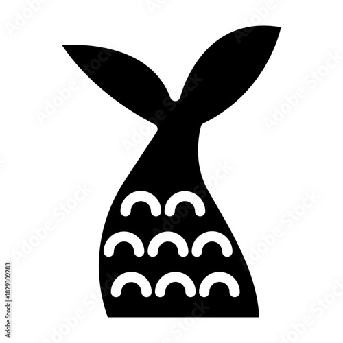 Mermaid Tail Vector Glyph Icon Design