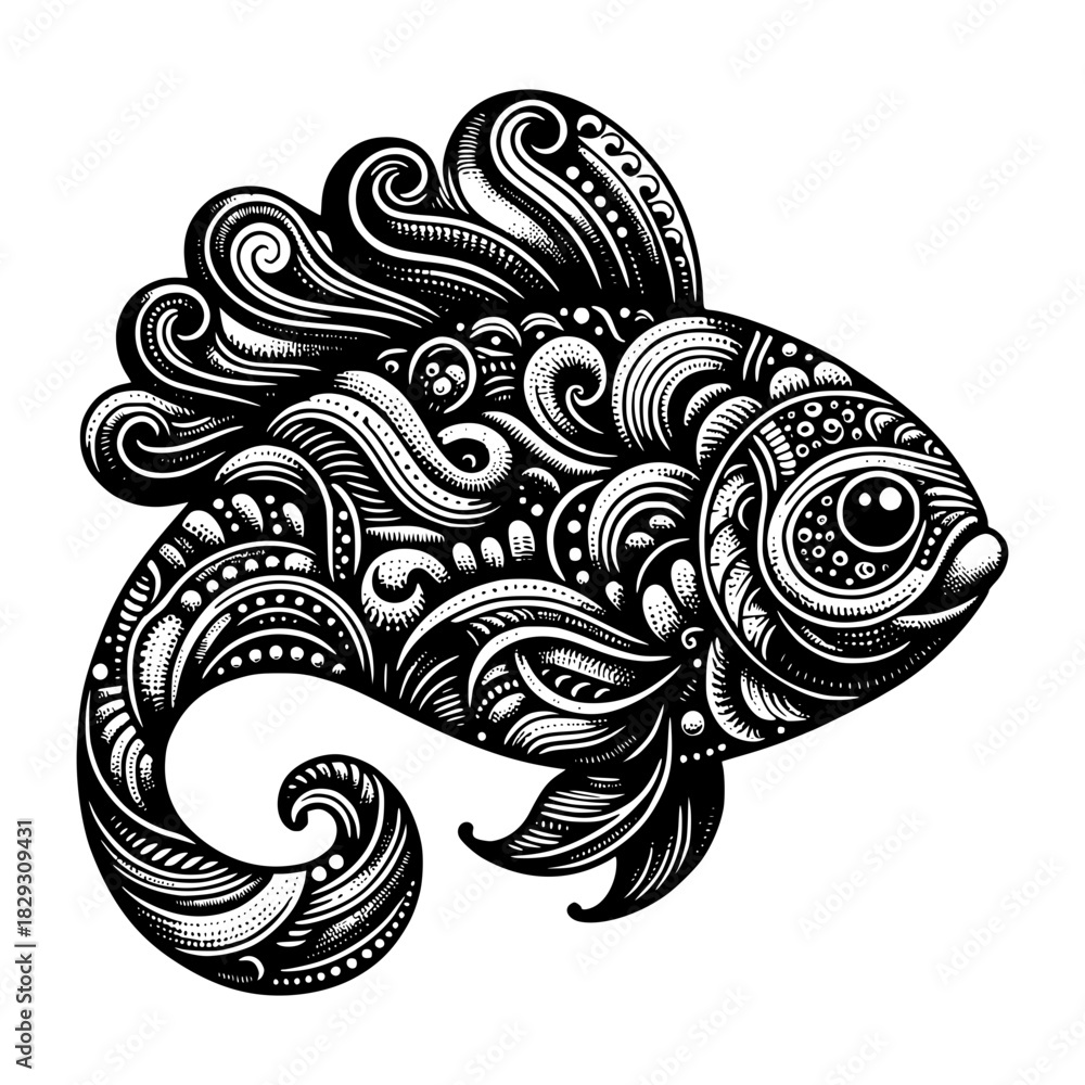 Fototapeta premium a stylized fish, incorporating intricate, flowing patterns and shapes vector image illustration