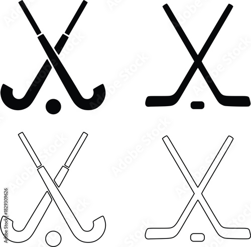 Hockey sticks icon vector in simple flat design