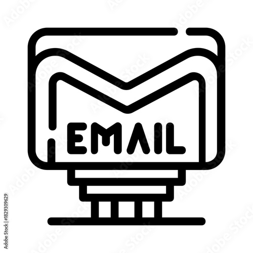 Black and white email icon on a server perfect for email services, communication platforms, tech designs, web development projects.
