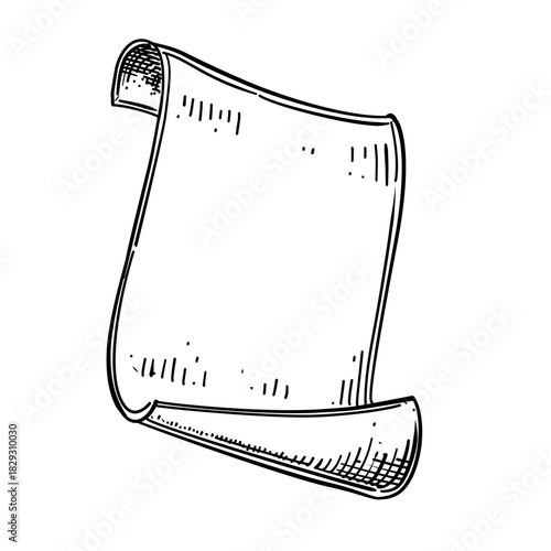 Blank paper vector line art hand drawn illustration