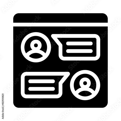 Messaging app design with profile icons and speech bubbles. Suitable for social media, communication, technology, and digital marketing concepts.
