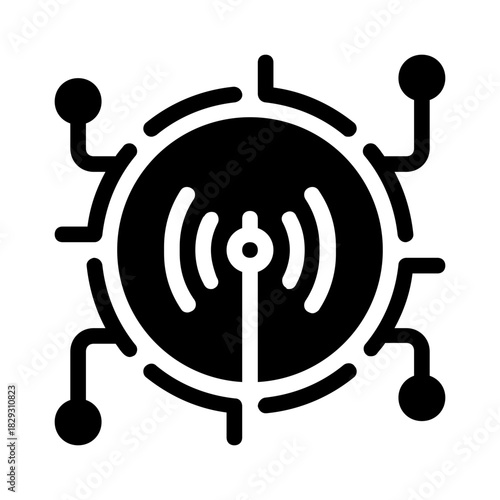 Black wifi icon outline suitable for technology websites, blogs, posters, and social media posts related to wireless internet connectivity.

