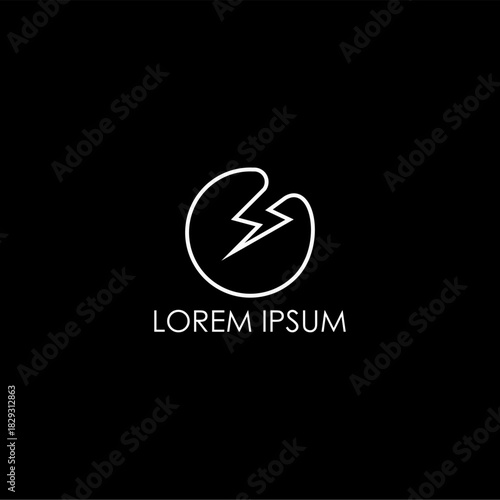 Sleek and modern line art illustration of a lightning bolt integrated into a fluid, abstract circular shape, symbolizing innovation and dynamic force