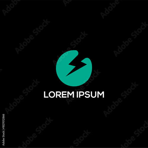 Modern Teal Bolt Logo Design on Black Background - Vector Graphic