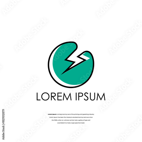 Abstract Circular Design with a Lightning Bolt Element Symbolizing Energy, Power, and Innovation in a Modern Style