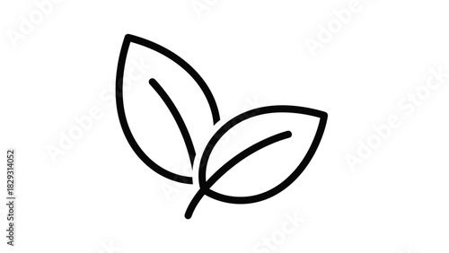 Two leaves icon, simple black outline on white background.